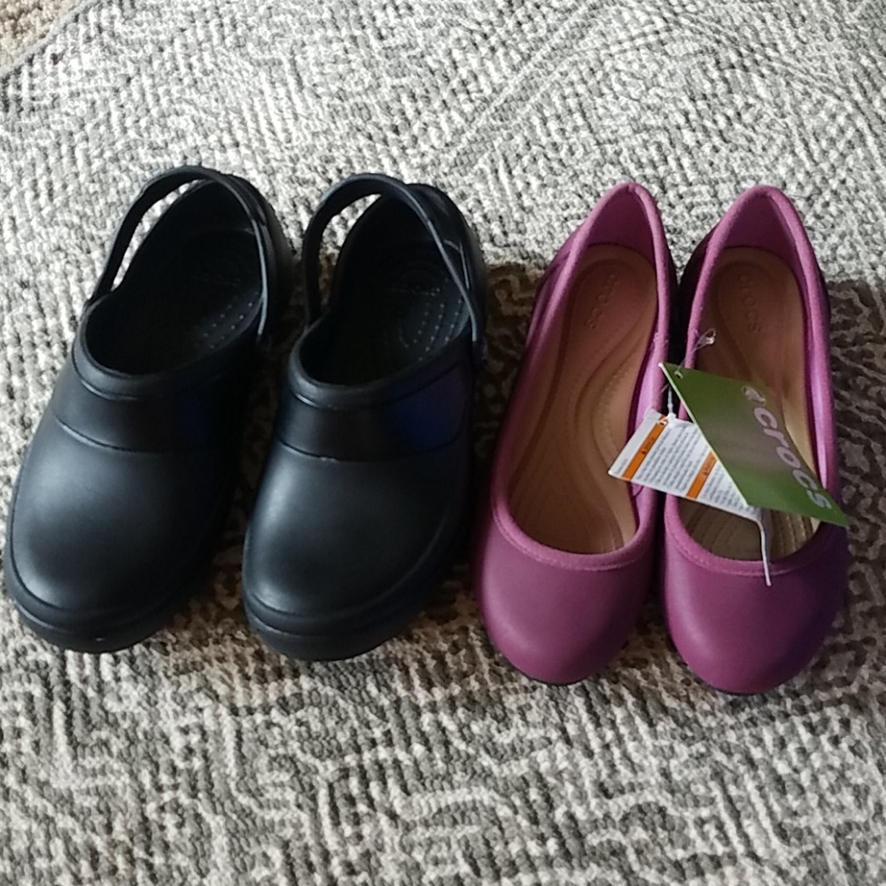2 for 1 one Crocs Marin plum flats NWT 5